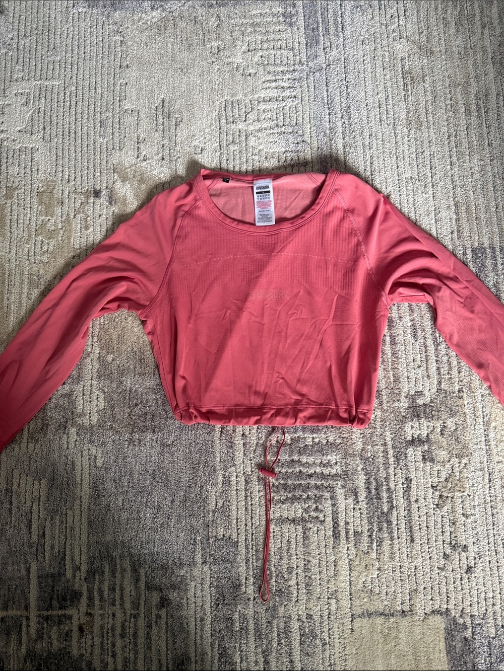 Gymshark Women’s Cropped Drawstring Long-Sleeve Top — Coral Pink